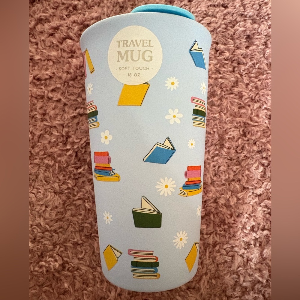 Sunday Morning Ceramics Colorful Book Pattern Travel Mug